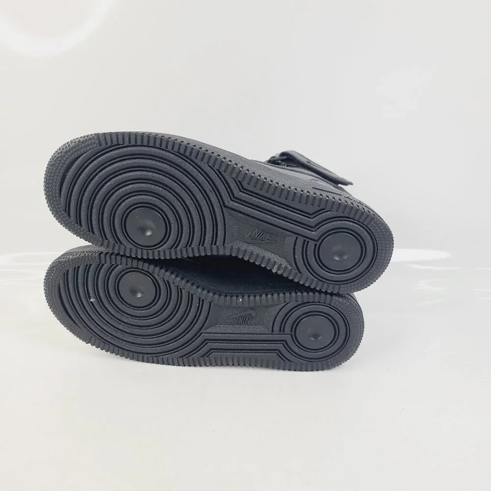 Nike Men's Black Air Force 1 Mid-Top Leather Low Top Athletic Sneaker Size 9 - Picture 5 of 7